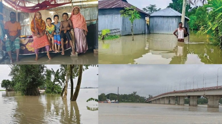 কুড়িগ্রামে তিস্তার ভাঙনে পানিবন্দী ৩ হাজার মানুষ