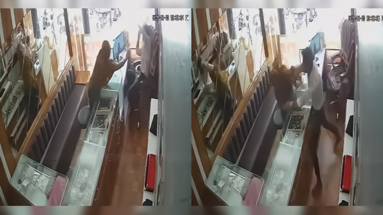 চুরি করতে গিয়ে ২৫ সেকেন্ডে ২০ চড় খেলেন নারী।